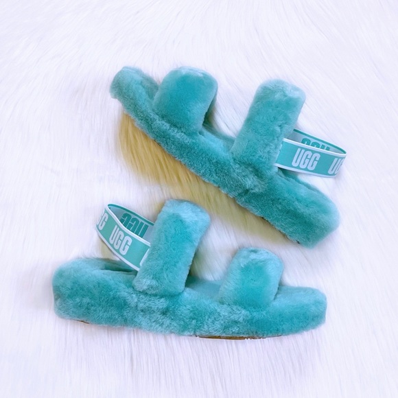 UGG Oh Yeah Sheepskin Slide Sandal Slippers In Tide Pool - Picture 5 of 7
